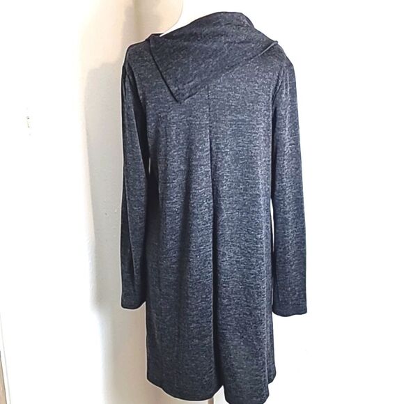 My Story Gray Sweater Dress with Aysemetrical Cowl Neck & Buttons, Size Medium - Picture 7 of 9